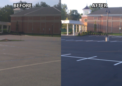 Hartz commercial sealcoating, crack filling and patching Before And After